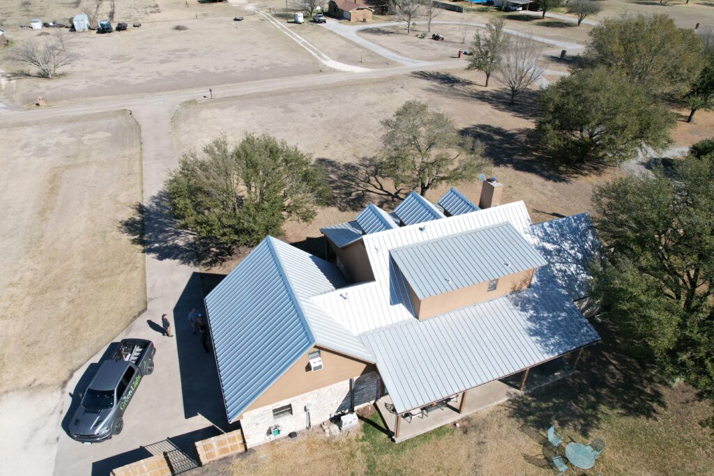 white grey metal roofing