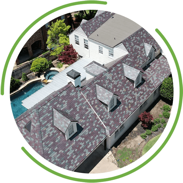 aerial shot of expert Roofing ng Fort Worth TX